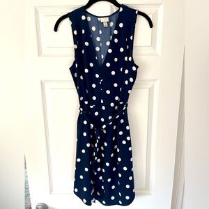 Navy blue polka dot cocktail dress